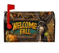 Coperture magnetiche per cassette postali a forma di asino, rustiche, zucca, mais, arancione, per le vacanze, decorazione da giardino per esterni, 53 x 64 cm