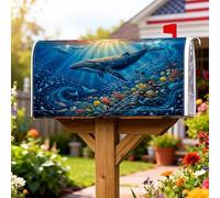 Coperture magnetiche per cassette postali a forma di balena, decorazioni per cassetta postale blu marino vivace con pesci coralli, decorazioni per la casa e il giardino, 45,7 x 53,3 cm