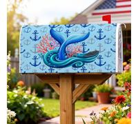 Coperture magnetiche per cassette postali a forma di balena, decorazioni per cassette postali marine marine marine coralli estive blu decorazioni per esterni da giardino 45,7 x 53,3 cm