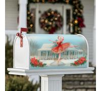 Coperture magnetiche per cassette postali a forma di ballerina, stile vintage, con stella di Natale, colore rosso, per decorare il giardino e il patio, 45,7 x 53,7 cm