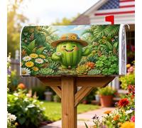 Coperture magnetiche per cassette postali a forma di cactus, fantasiose crisantemo tropicali, piante grasse, estive, verdi, decorazioni per esterni, 53 x 64 cm