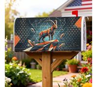Coperture magnetiche per cassette postali a forma di capra, moderne astratte geometriche rocce arancioni per le vacanze, decorazione per esterni, giardino, cortile, 45,7 x 53,7 cm