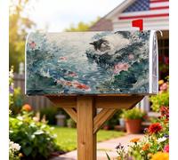 Coperture magnetiche per cassette postali a forma di carpa, ninfee giapponesi con ninfea e sorgenti blu, protezione per la decorazione della porta d'ingresso, 45,7 x 53,7 cm