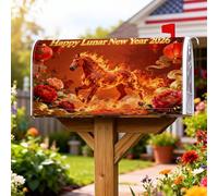 Coperture magnetiche per cassette postali a forma di cavallo, con fiori tradizionali e lanterne lunari, capodanno lunare, copertura rossa per cassetta delle lettere per esterni, decorazione per