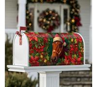 Coperture magnetiche per cassette postali a forma di cavallo, con stella di Natale e agrifoglio, per esterni, decorazione per portico anteriore, 45,7 x 53,7 cm