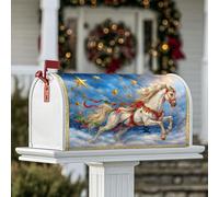 Coperture magnetiche per cassette postali a forma di cavallo, decorazioni natalizie blu per cassetta delle lettere per cortile, 53 x 64 cm