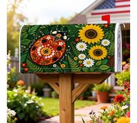 Coperture magnetiche per cassette postali a forma di coccinella, copertura per cassetta postale verde primaverile ispirata alla natura, per decorazioni per la casa e il giardino, 53 x 64 cm