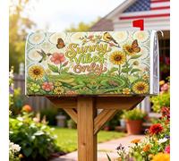 Coperture magnetiche per cassette postali a forma di coccodrillo, copertura estiva per cassette postali estive, motivo girasoli e farfalle, per decorazione da giardino all'aperto, 53 x 64 cm