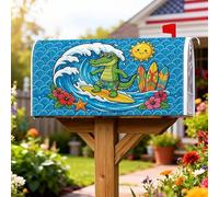 Coperture magnetiche per cassette postali a forma di coccodrillo, copertura estiva per tavola da surf e onde per decorazione del prato, 53 x 64 cm