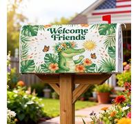 Coperture magnetiche per cassette postali a forma di coccodrillo, copertura per cassetta postale tropicale fantasiosa sole farfalla estate verde involucro per decorazione giardino patio 45,7 x 53,3 cm