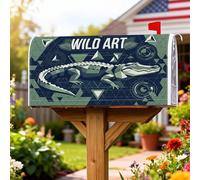 Coperture magnetiche per cassette postali a forma di coccodrillo, motivi geometrici moderni triangoli artistici verdi, protezione per la posta per la casa e il giardino, 45,7 x 53,7 cm