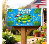 Coperture magnetiche per cassette postali a forma di coccodrillo, ombrello galleggiante estivo giocoso estivo blu copertura per cassetta postale stagionale per giardino patio decorazione 45,7 x 53,3