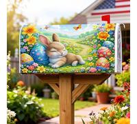 Coperture magnetiche per cassette postali a forma di coniglietto, fiori primaverili festivi, uova di Pasqua, decorazioni per cassetta delle lettere per esterni, giardino, cortile, 53 x 64 cm