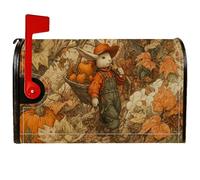 Coperture magnetiche per cassette postali a forma di coniglio, autunnali rustiche con foglie di zucca autunnali, copertura arancione per la decorazione del prato, 53 x 65,5 cm