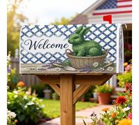 Coperture magnetiche per cassette postali a forma di coniglio, cestino rustico primaverile color lavanda verde primavera protezione per la casa e il giardino, 53 x 64 cm