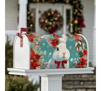 Coperture magnetiche per cassette postali a forma di coniglio, con stella di Natale e bastoncini di zucchero, decorazione per prato, 45 x 53 cm