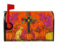 Coperture magnetiche per cassette postali a forma di coniglio, copertura per cassetta delle lettere autunnale con zucca e croce, arancione, decorazione per cortile anteriore, 45 x 53 cm