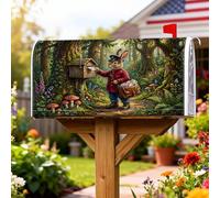 Coperture magnetiche per cassette postali a forma di coniglio, fantasiosi funghi della foresta ispirati alla natura, copertura per cassetta della posta verde primaverile, per decorazione da giardino e