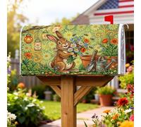 Coperture magnetiche per cassette postali a forma di coniglio, innaffiatoio con fiori fantasiosi primaverili, copertura stagionale per la decorazione della porta d'ingresso, 45,7 x 53,7 cm