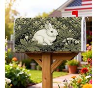 Coperture magnetiche per cassette postali a forma di coniglio, ispirate alla natura, con foglie rustiche, fiori primaverili, copertura per cassetta delle lettere per esterni, giardino, cortile