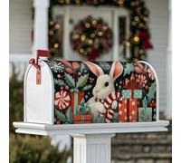 Coperture magnetiche per cassette postali a forma di coniglio, regali natalizi natalizi, bastoncini di zucchero, copertura per cassetta delle lettere rossa, decorazione per esterni e cortile, 45 x 53