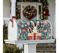 Coperture magnetiche per cassette postali a forma di coniglio, regalo di Natale con bastoncini di zucchero, decorazione per giardino, patio, 45,7 x 53,7 cm