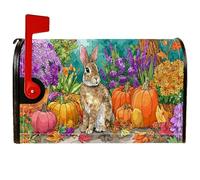 Coperture magnetiche per cassette postali a forma di coniglio, rustiche e vibranti fiori di zucca autunnali, copertura decorativa per cassetta postale per porta d'ingresso, 53 x 64 cm
