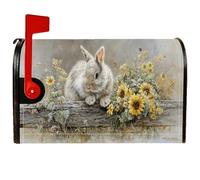 Coperture magnetiche per cassette postali a forma di coniglio, rustiche naturali, girasoli di campo, primaverili, gialli, per decorazione da giardino e cortile, 45,7 x 53,7 cm