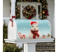 Coperture magnetiche per cassette postali a forma di coniglio, scatola regalo natalizia con bastoncini di zucchero, copertura rossa per la decorazione del prato, 53 x 64 cm