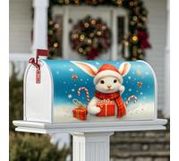 Coperture magnetiche per cassette postali a forma di coniglio, scatola regalo natalizia con bastoncini di zucchero, copertura blu per cassetta delle lettere per esterni, giardino, cortile, 53 x 64 cm