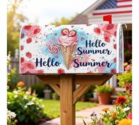 Coperture magnetiche per cassette postali a forma di cono gelato, decorazione estiva per cassetta postale stagionale con fragole lecca-lecca, per giardino, patio, 45,7 x 53,3 cm