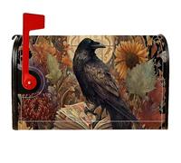 Coperture magnetiche per cassette postali a forma di corvo, autunnali rustiche con girasole autunnali, copertura decorativa per cassetta postale nera, decorazione per esterni, 45,7 x 53,3 cm