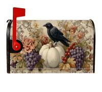 Coperture magnetiche per cassette postali a forma di corvo, autunnali, rustiche, con zucca, uva autunnale, copertura per cassetta postale nera, decorazione per giardino, cortile, 45,7 x 53,3 cm
