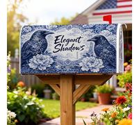 Coperture magnetiche per cassette postali a forma di corvo, eleganti e rustiche con peonie ornamentali, nessuna blu, coperture per cassette postali per esterni, 53 x 64 cm