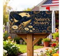Coperture magnetiche per cassette postali a forma di corvo, ispirate alla natura, crisantemo, girasole, autunno, blu navy, copertura per la decorazione del prato, 45,7 x 53,3 cm