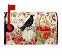 Coperture magnetiche per cassette postali a forma di corvo, rustiche e vintage, decorazione per cassetta postale rosso autunnale, per decorare la casa e il giardino, 45,7 x 53,3 cm