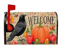 Coperture magnetiche per cassette postali a forma di corvo, rustiche, zucca, frutta, autunno, arancione, per decorazione da giardino e esterni, 45,7 x 53,7 cm