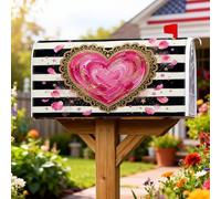Coperture magnetiche per cassette postali a forma di cuore, romantiche fantasiose petali stelle San Valentino pesca copertura per cassetta della posta decorazione cortile 45,7 x 53,7 cm