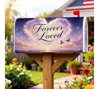 Coperture magnetiche per cassette postali a forma di cuore, romantiche nuvole fantasiose e uccelli, decorazioni romantiche per cassetta delle lettere viola, decorazione per cortile anteriore 45,7 x