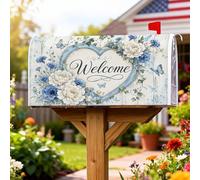 Coperture magnetiche per cassette postali a forma di cuore, rustiche vintage con fiori e farfalle, protezione per cassetta postale per giardino, patio, decorazione, 53 x 64 cm