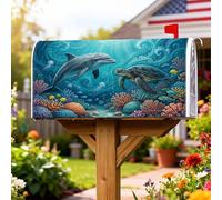 Coperture magnetiche per cassette postali a forma di delfino, con tartaruga marina colorata corallo estate blu protezione per la casa e il giardino, decorazioni 45,7 x 53,7 cm