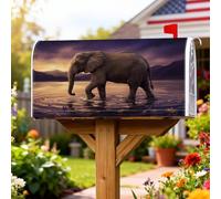 Coperture magnetiche per cassette postali a forma di elefante, natura realistica, montagne d'acqua, nessuna viola, per decorazione da giardino all'aperto, 45,7 x 53,7 cm
