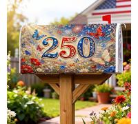 Coperture magnetiche per cassette postali a forma di farfalla, con fiori vivaci e festivi e fuochi d'artificio estivi, copertura per cassetta delle lettere per esterni, decorazione da giardino, 53 x