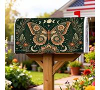 Coperture magnetiche per cassette postali a forma di farfalla, copertura per cassetta postale stagionale di ispirazione bohémien con luna e fiori autunnali, per decorazione esterna da cortile, 53 x 64