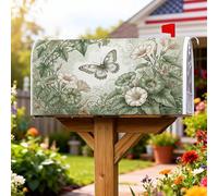 Coperture magnetiche per cassette postali a forma di farfalla, copertura per cassetta postale verde primaverile con fiori naturali primaverili per decorazioni per casa e giardino, 53 x 64 cm