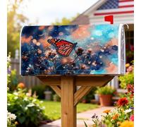 Coperture magnetiche per cassette postali a forma di farfalla, fiori fantasiosi con natura, aureola, blu, per decorazioni esterne, 45,7 x 53,3 cm
