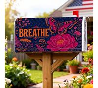 Coperture magnetiche per cassette postali a forma di farfalla, fiori vivaci e foglie primaverili blu navy, copertura per la decorazione del cortile anteriore 45,7 x 53,3 cm