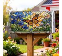 Coperture magnetiche per cassette postali a forma di farfalla, in vetro colorato ispirato alla natura, girasole e fiori blu, primaverili arancioni, copertura per la decorazione del prato, 45,7 x 53,7