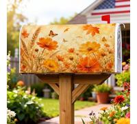 Coperture magnetiche per cassette postali a forma di farfalla, rustiche con fiori di grano autunnale arancione, per decorazioni per casa e giardino, 53 x 64 cm