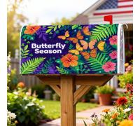 Coperture magnetiche per cassette postali a forma di farfalla, vibrante ibisco felce primavera viola protezione per la casa e il giardino, decorazioni 45,7 x 53,7 cm